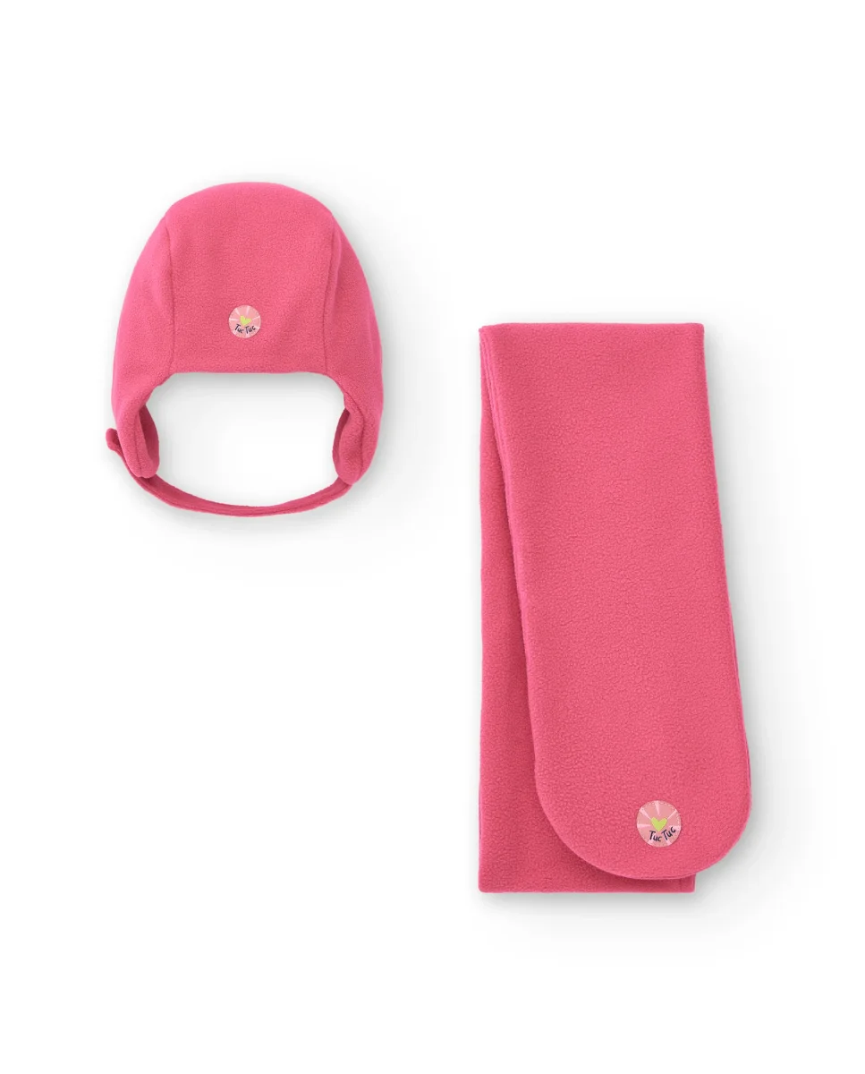 Set de gorro y bufanda rosa con diseño de pajarito para niña de la colección Freezy - Imagen 3