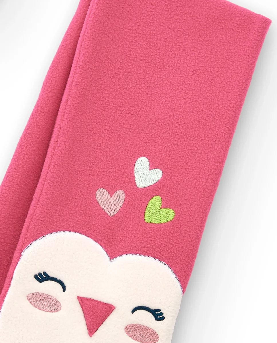 Set de gorro y bufanda rosa con diseño de pajarito para niña de la colección Freezy - Imagen 5