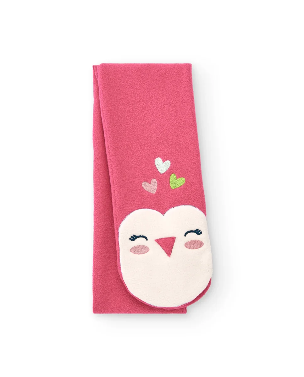 Bufanda rosa con diseño de pajarito para niña de la colección Freezy - Imagen 2
