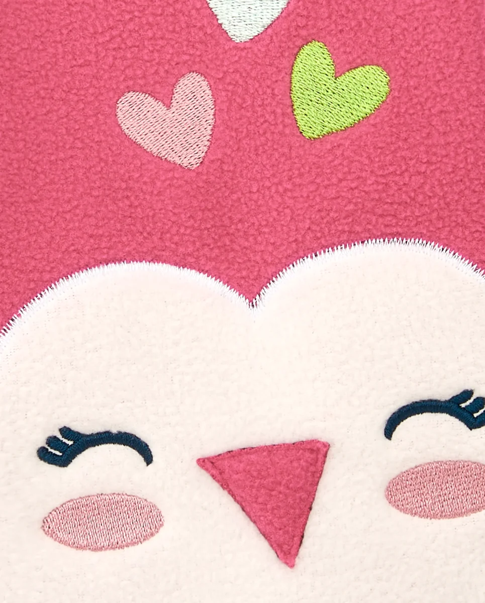 Bufanda rosa con diseño de pajarito para niña de la colección Freezy - Imagen 4