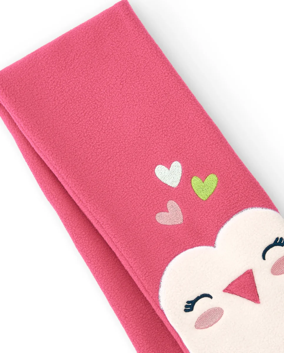 Bufanda rosa con diseño de pajarito para niña de la colección Freezy - Imagen 5