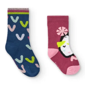 Pack de calcetines estampados con corazones y pajarito para niña de la colección Freezy
