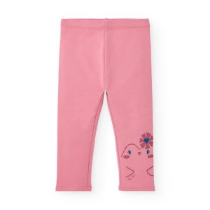 Leggings rosa con estampado de pajarito para niña de la colección Freezy