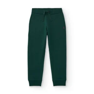Pantalón jogger para niño color verde oscuro con cordón ajustable