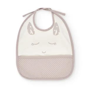 Babero impermeable con estampado de carita y bolsillo recoge-migas