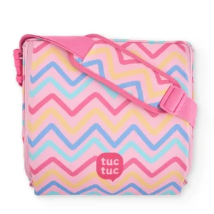Trona portátil de viaje con diseño zigzag multicolor