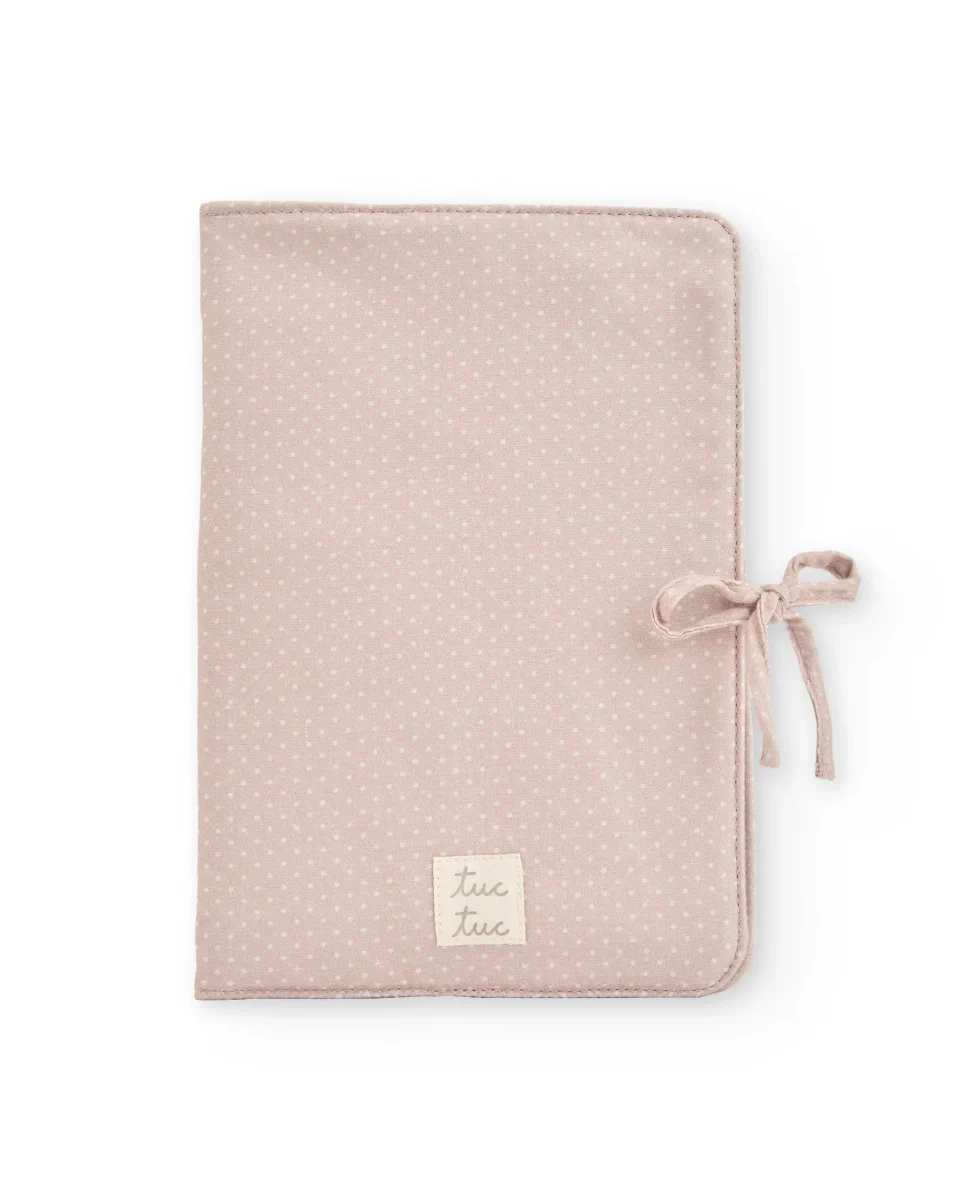 Portadocumentos de bebé con diseño de topitos en tono beige