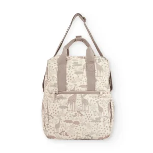 Mochila de paseo para bebé con estampado de jirafas en tonos neutros