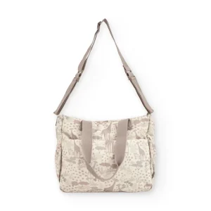 Bolso maternal con estampado de jirafas en tonos neutros