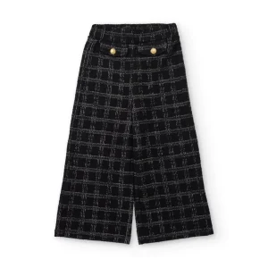 Pantalón de niña en tweed negro con cuadros grises