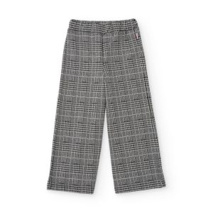Pantalón de niña de cuadros en tonos grises y corte recto