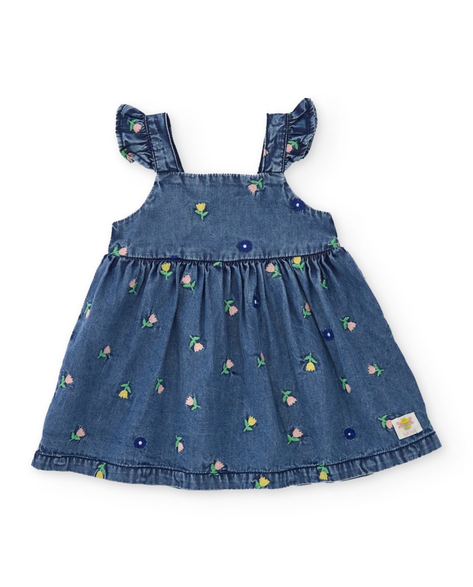 Vestido de recién nacido de plana en denim - Imagen 4