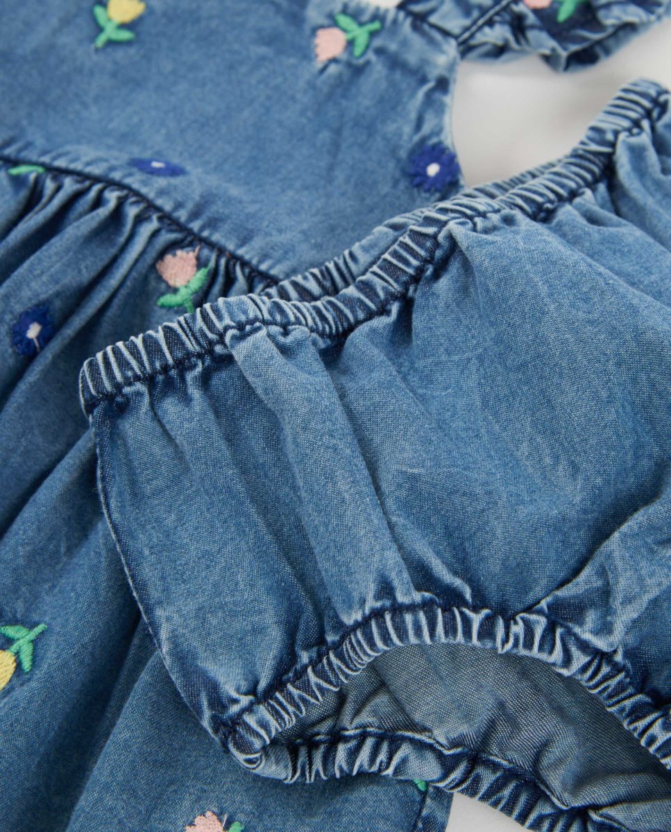 Vestido de recién nacido de plana en denim - Imagen 8