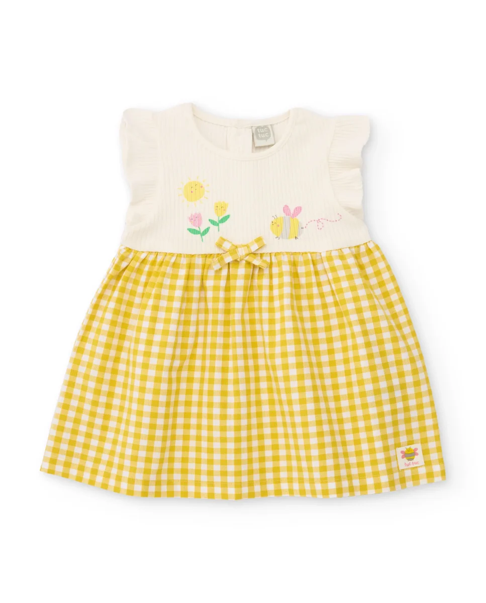 Vestido de recién nacido de plana y estampado vichy - Imagen 3