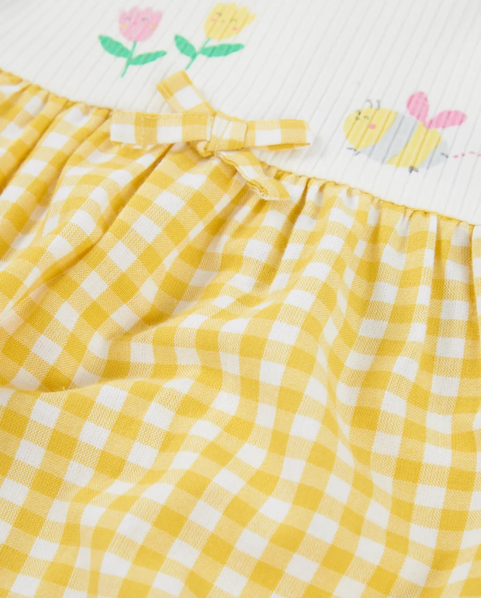 Vestido de recién nacido de plana y estampado vichy - Imagen 8