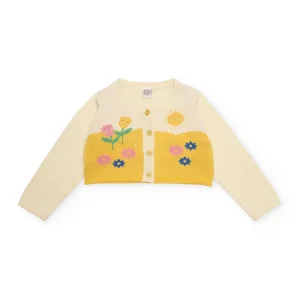 Chaqueta de recién nacido de tricot y motivos florales