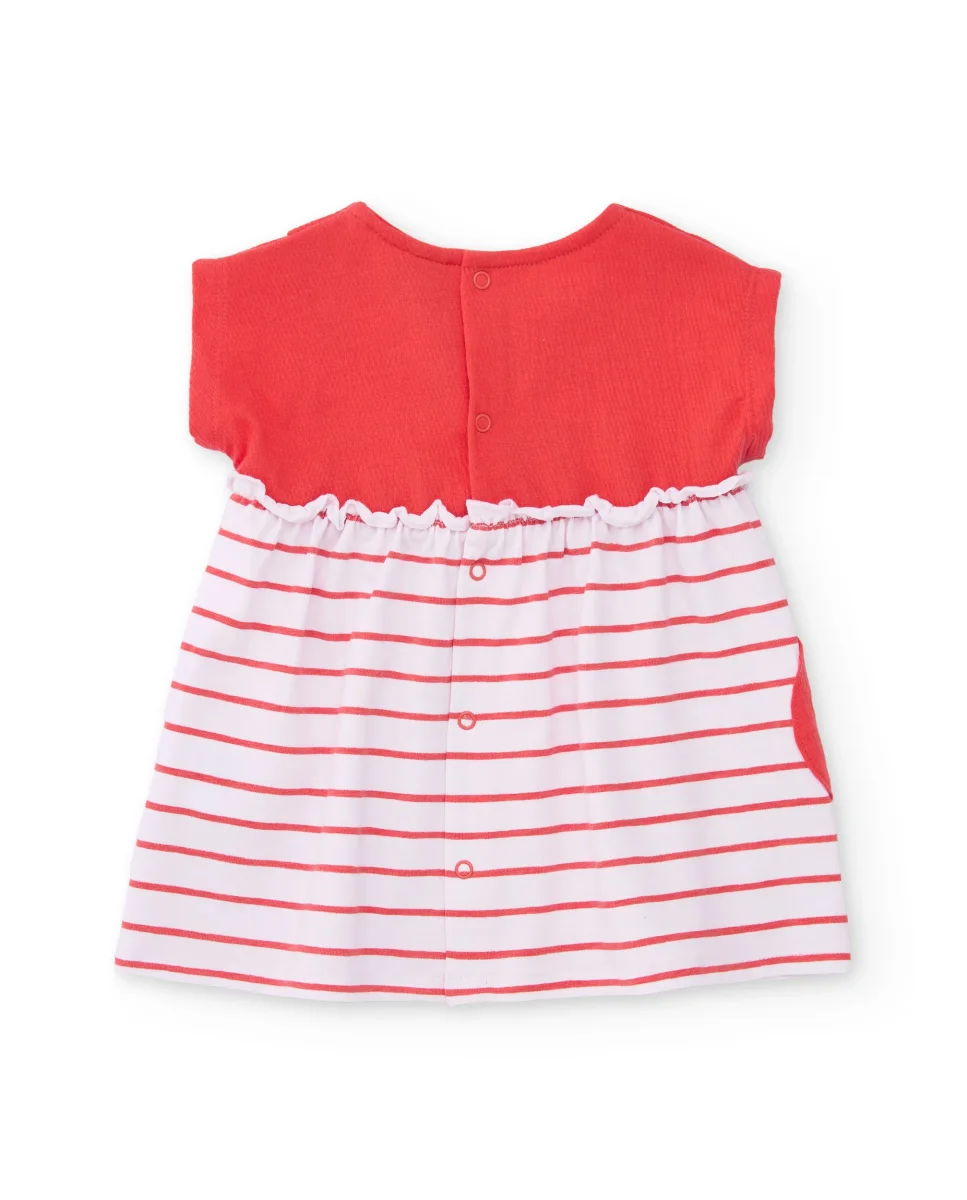 Vestido de recién nacido de punto y bolsillo de fresa - Imagen 4