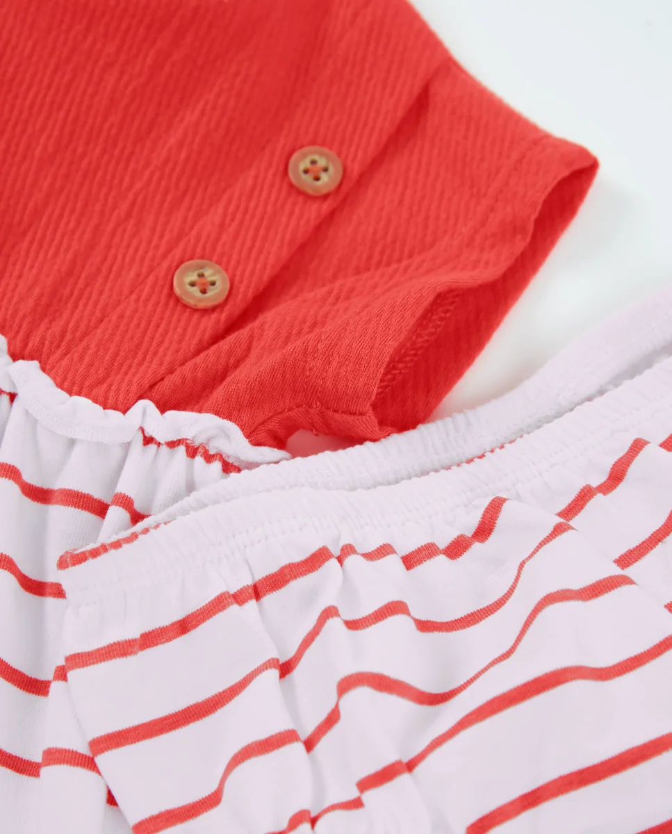Vestido de recién nacido de punto y bolsillo de fresa - Imagen 7