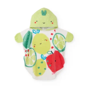 Toalla poncho de recién nacido de punto y detalles en relieve