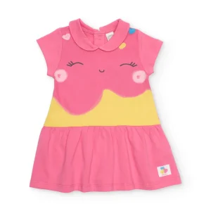 Vestido de recién nacido de punto con falda fruncida