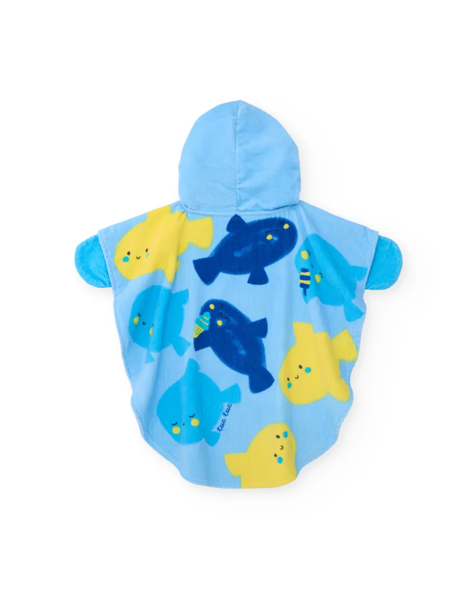 Toalla poncho de recién nacido de punto con capucha - Imagen 3