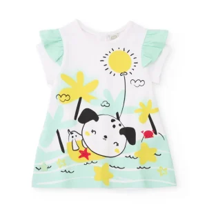 Vestido de recién nacido de punto y estampado perrito