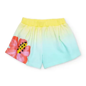 Short de niña de punto y flor estampada