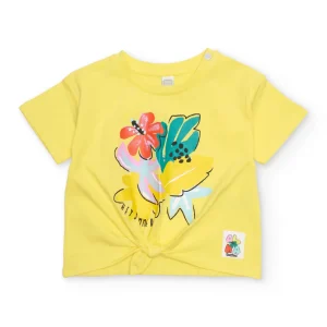 Camiseta de niña de punto y nudo decorativo