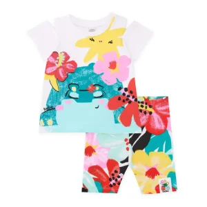 Conjunto de niña de punto y diseño floral