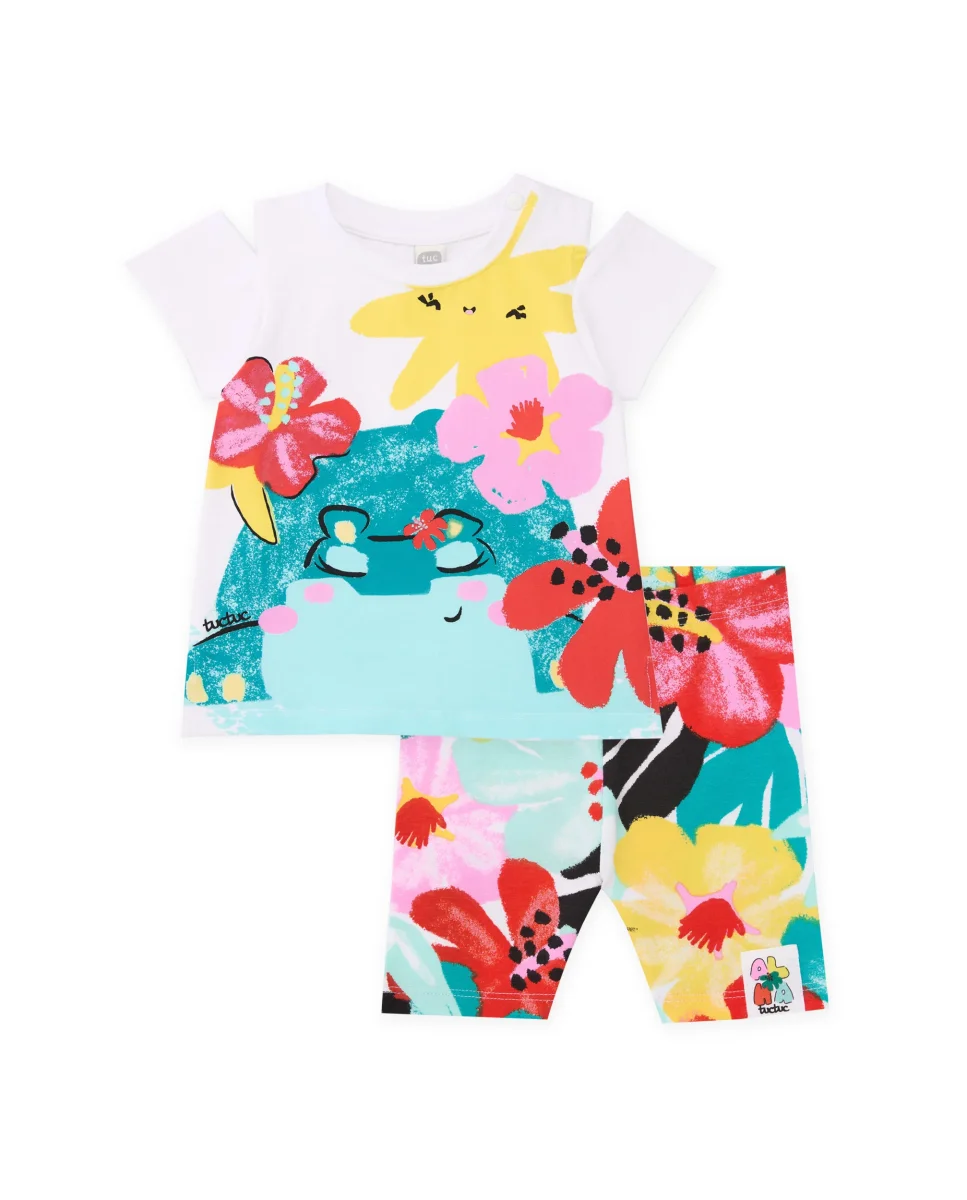 Conjunto de niña de punto y diseño floral