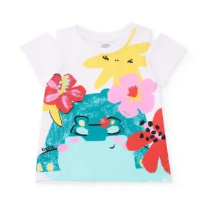 Camiseta de niña de punto con estampado frontal
