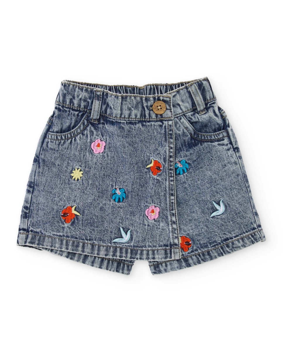 Short de niña de plana y denim
