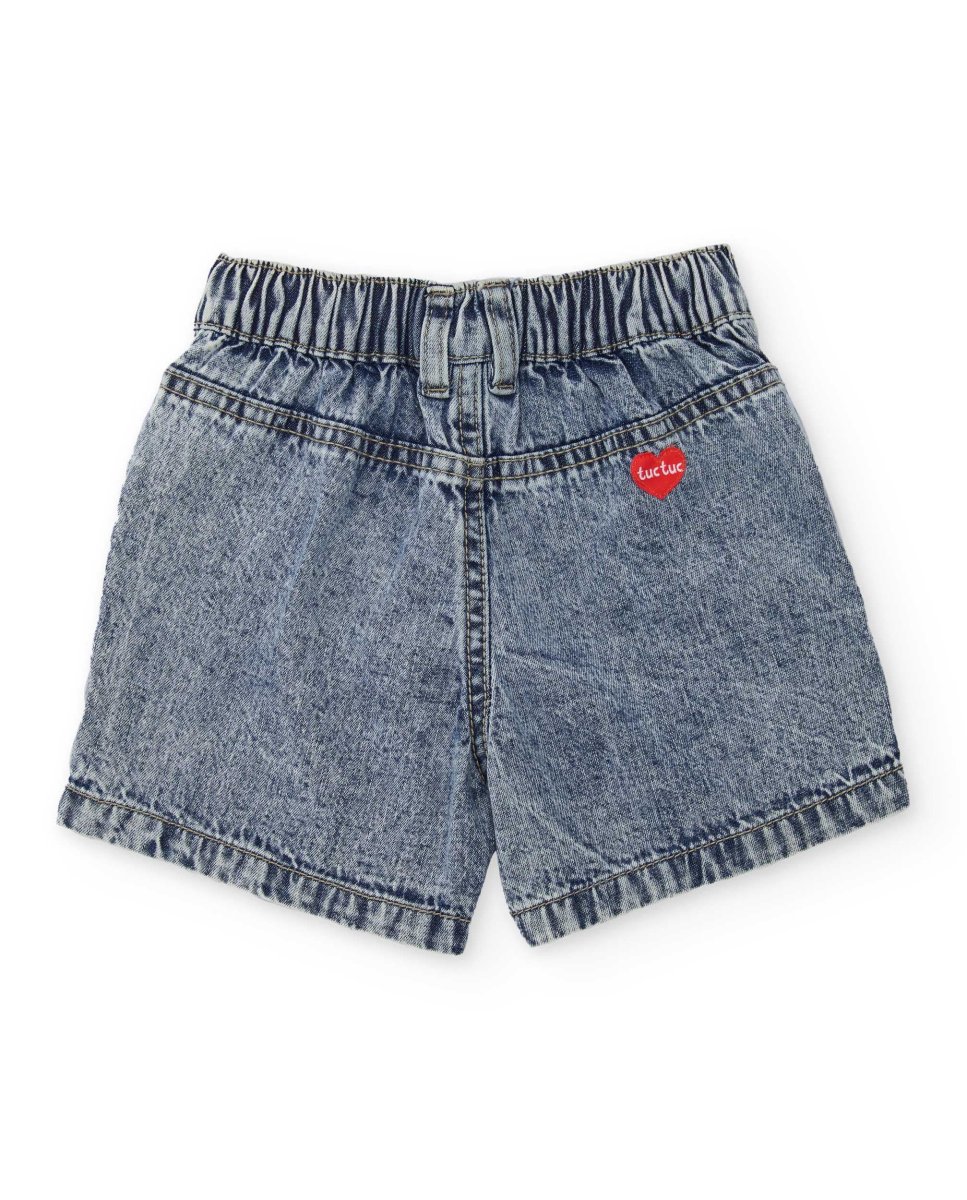 Short de niña de plana y denim - Imagen 3