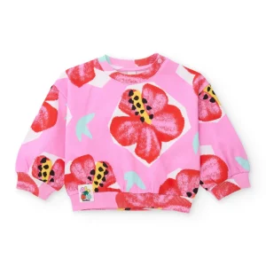 Sudadera de niña de punto y estampado floral