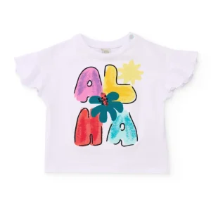 Camiseta de niña de punto y manga con volante