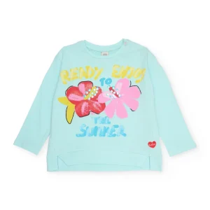 Camiseta de niña de punto y frontal de flores