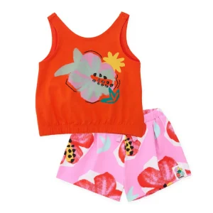 Conjunto de niña de punto y diseño floral