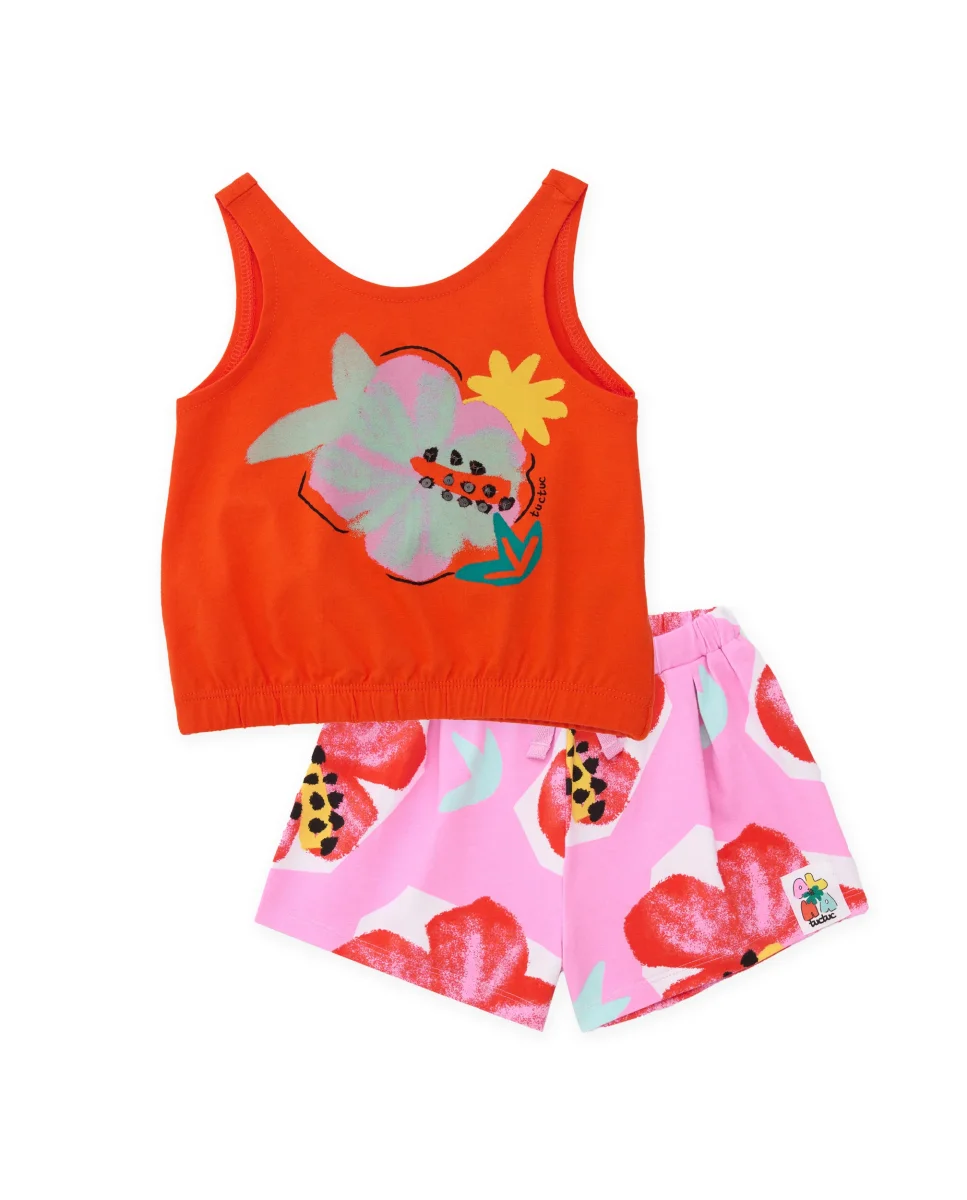Conjunto de niña de punto y diseño floral