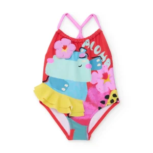 Bañador de niña de punto y volante doble