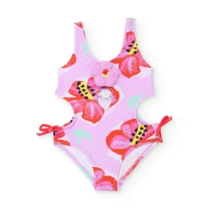 Bañador de niña de punto y apliques en relieve