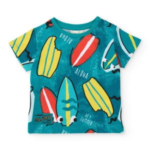 Camiseta de niño de punto con estampado de tablas de surf