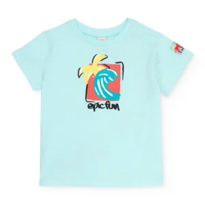 Camiseta de niño de punto y cierre en hombro