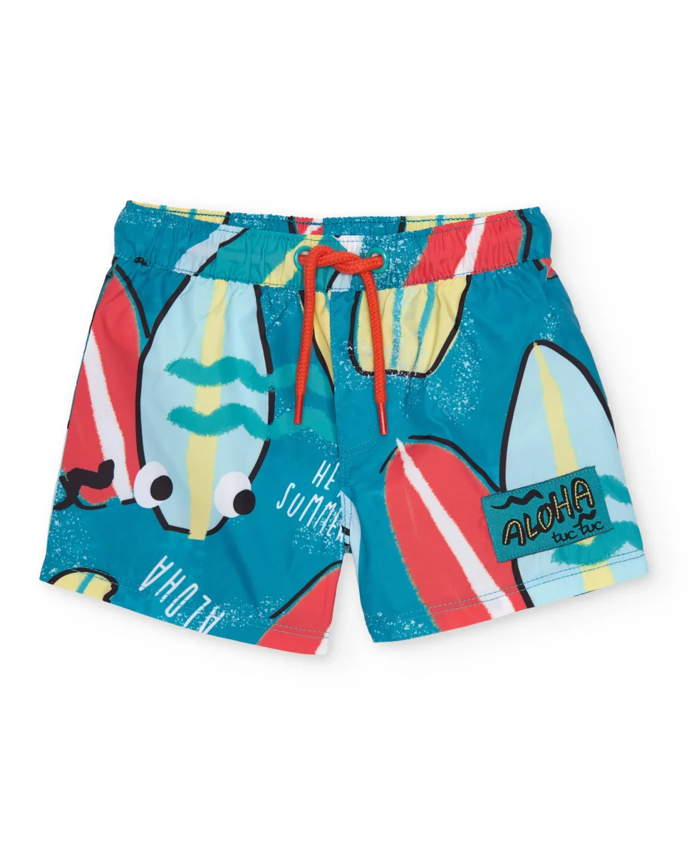 Bañador de niño de plana y estampado tablas de surf - Imagen 2
