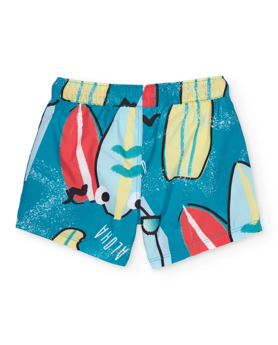 Bañador de niño de plana y estampado tablas de surf - Imagen 3