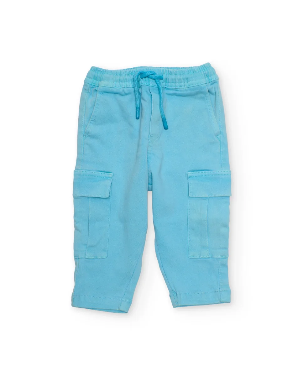 Pantalones de niño de plana con cintura elástica y cordón ajustable