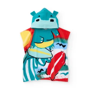 Toalla poncho de niño de punto y apliques en relieve