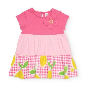 Vestido de niña de punto y flor aplicada