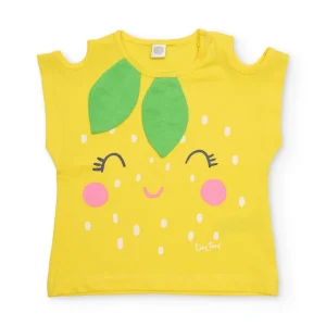 Camiseta de niña de punto y aberturas en hombros