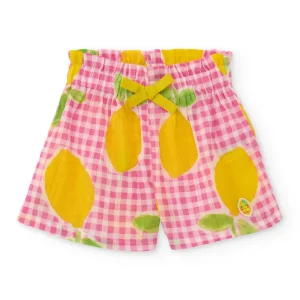 Short de niña de plana con estampado de limones