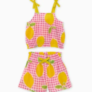 Conjunto de niña de plana y diseño de limones